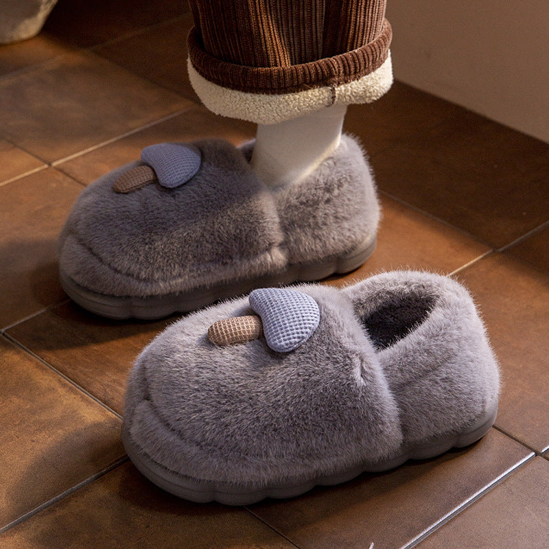 New Ankle Wrap Cotton Slippers Women's Winter Fleece-lined