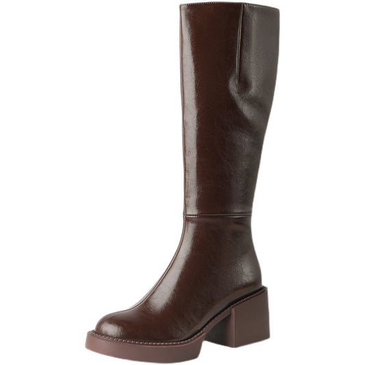 Small Thick-soled Women's Boots Platform Dark Brown