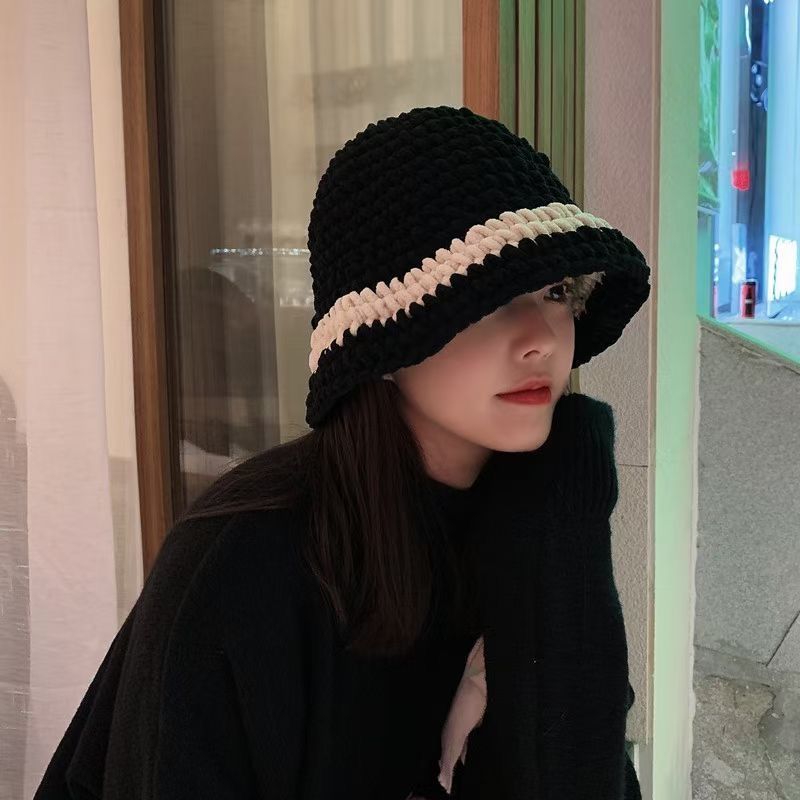 Women's Thick Wool All-match Large Head Circumference Sunshade Bucket Hat