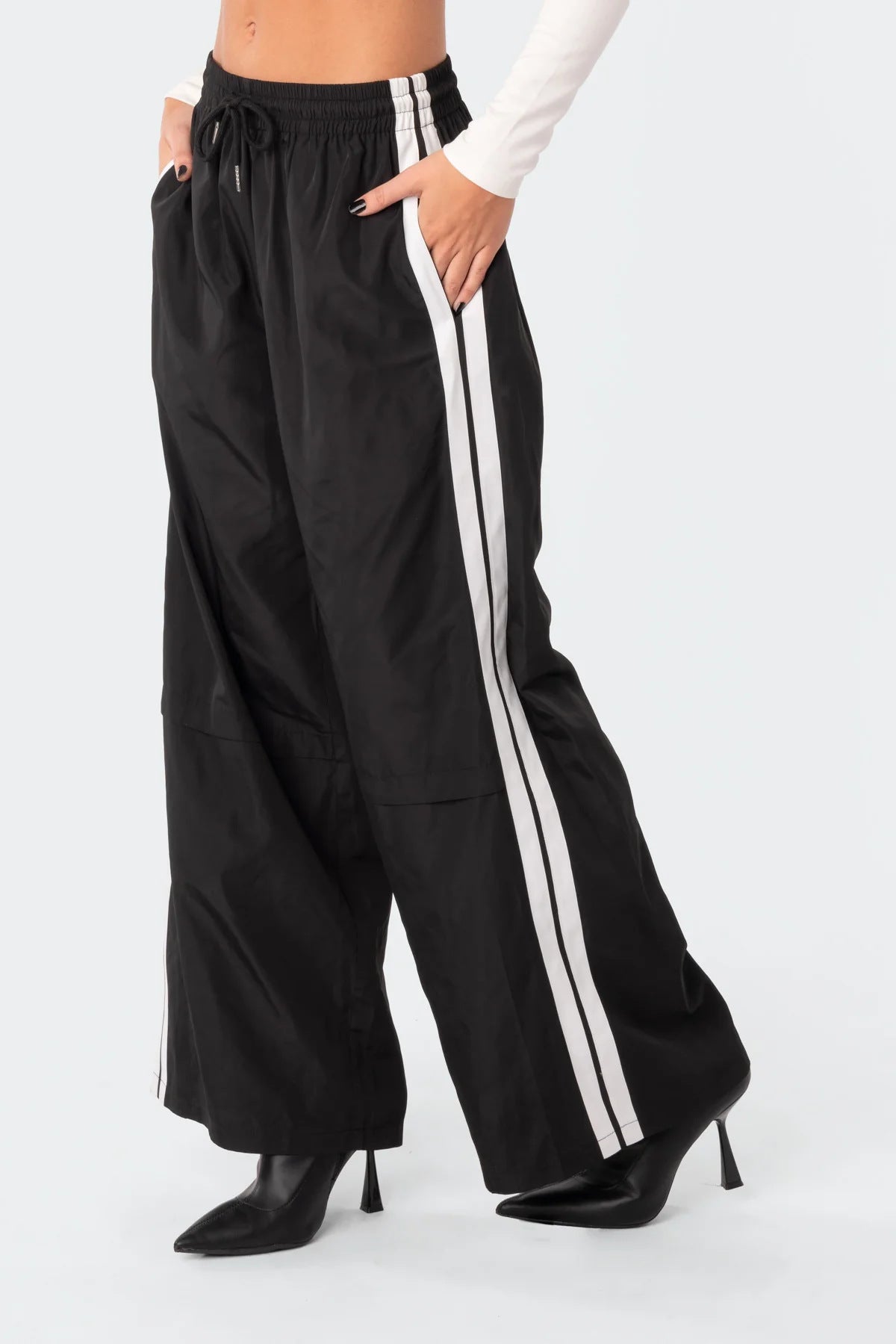 Women's Pants Striped Draping Effect Wide-legged Versatile Pants Contrast Color Mopping Casual Sports Pants