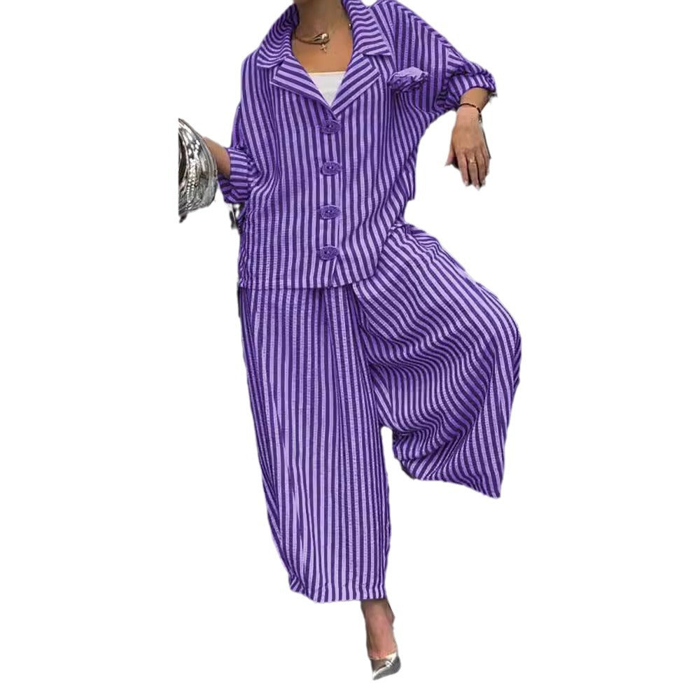 A Casual Set Of Loose Flower-striped Blazer With A Commuting Style