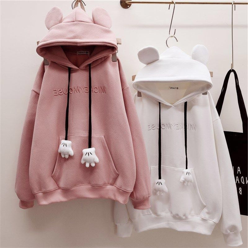 Dame Sweater Fleeceforet Tyk Broderi