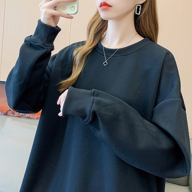 Women's Solid Color Round Neck Plus Size Loose Sweater
