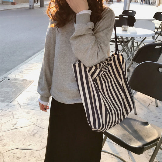 Women's Fashion Vintage Stripe Simple Canvas Bag