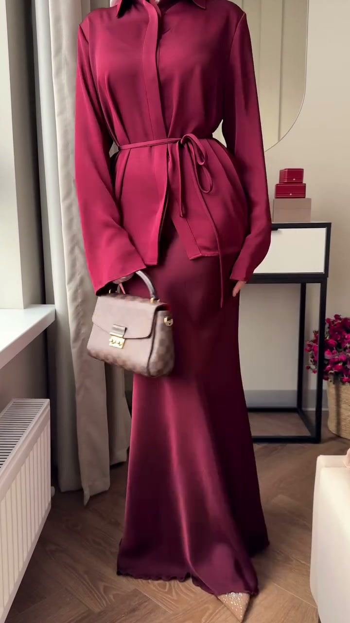 Versatile Buttoned Jacket And Sheath Skirt Set For Women