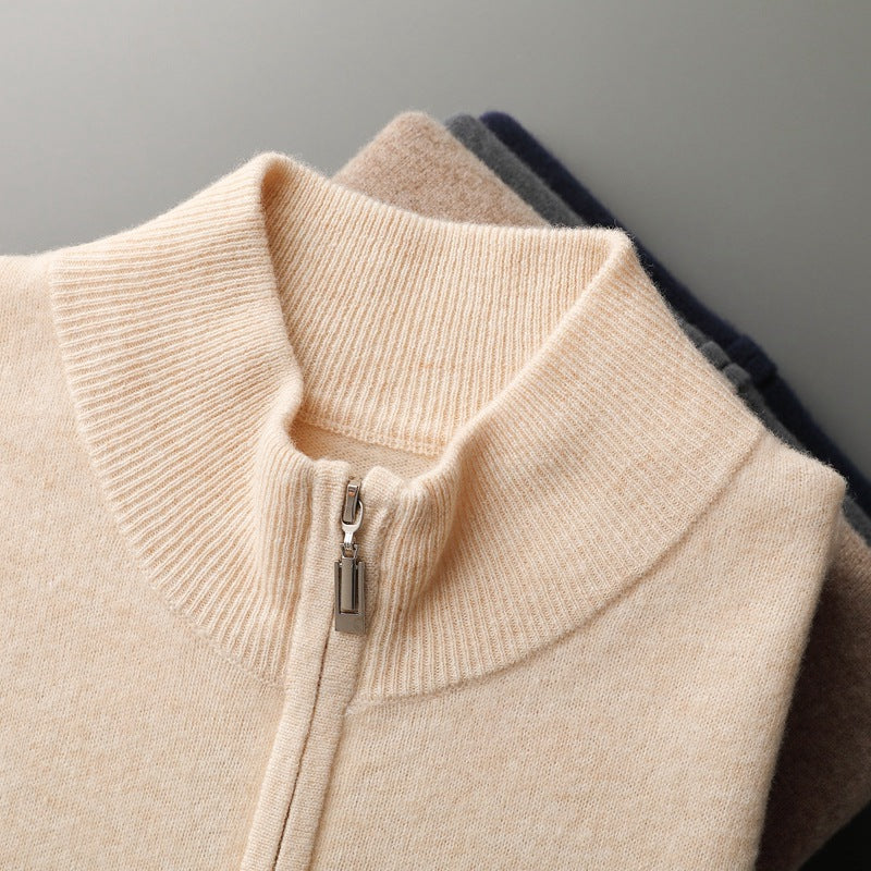 Men's Zipper Width Mock Neck Sweater Cardigan Vest