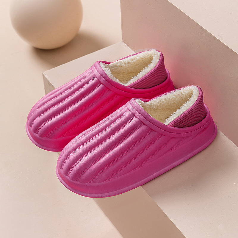 Fashion Thickened Couple Slippers Women's Winter Shoes Home Warm Plush Confinement Shoes