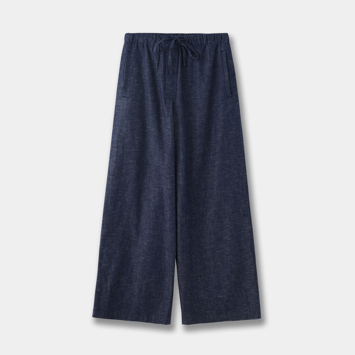 Casual Style Drawstring Elastic Waist Wide Leg Jeans