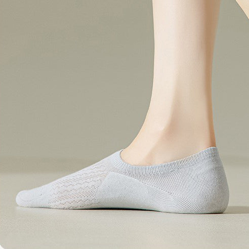 Women's Summer Mesh Thin Invisible Socks Solid Color Breathable Low-Top Silicone Non-Slip No-Slip Short Socks