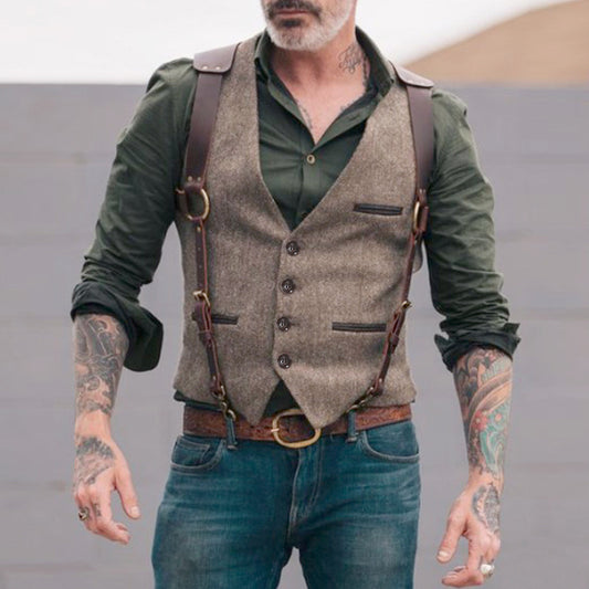 Plus Size Casual Vest Coat Slim Fit Business Gentleman Vest