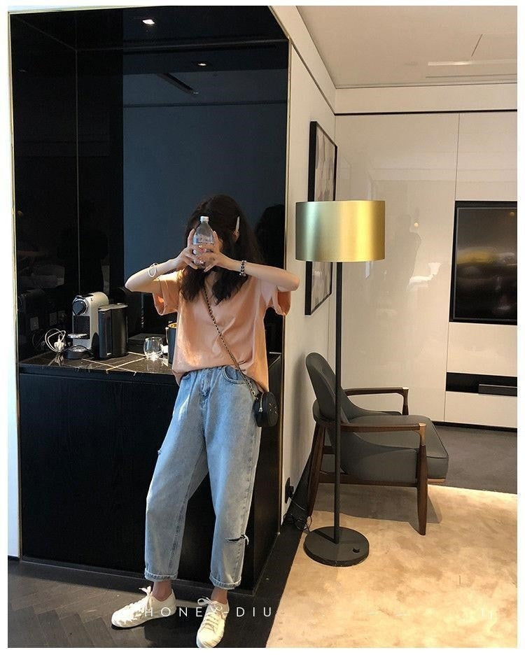 Loose Korean-style New Cropped Pants For Students With A High Waist
