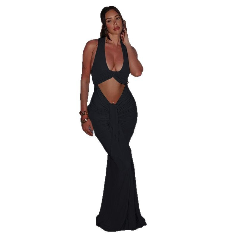 Womens Stylish Sexy Sheer Halterneck Dress