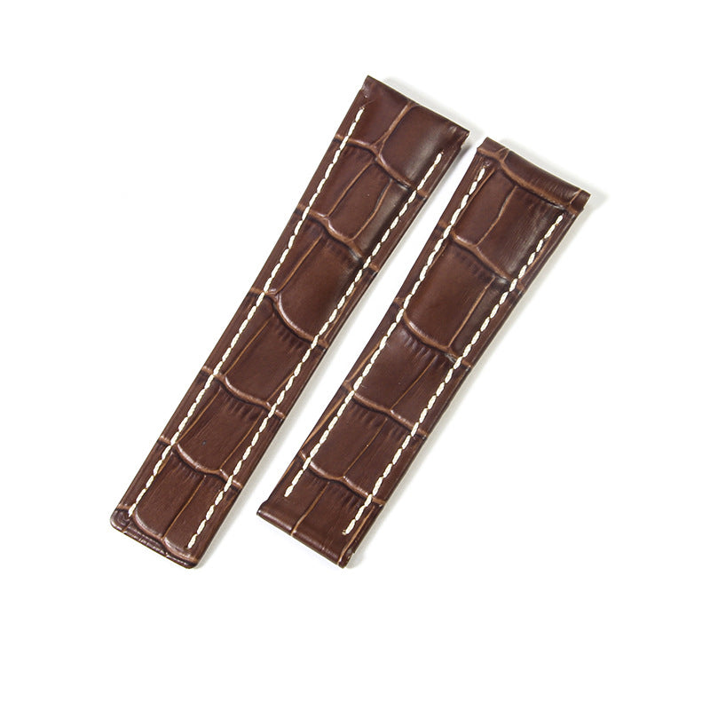 Black Brown Blue Bamboo Grain Cowhide Watch Strap 22mm 24mm