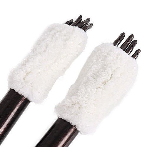 Rex Rabbit Fur Real Fur Cute Half Finger Thickened Gloves