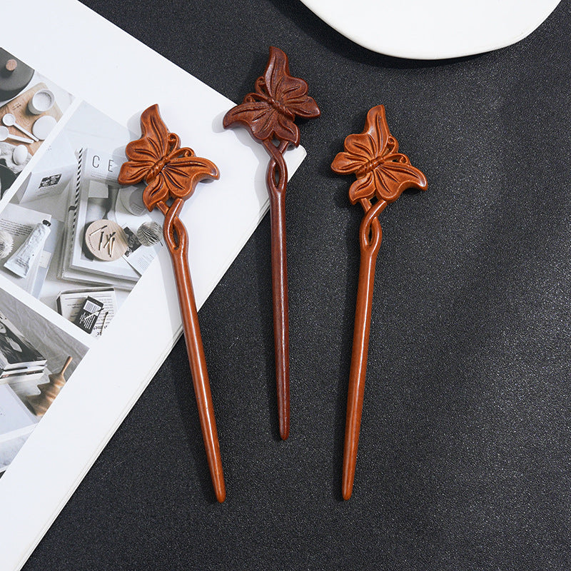 Wooden Women's Chinese Style Headdress Animal Hairpin