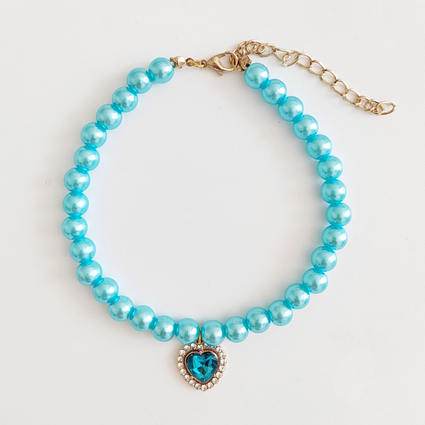 Pet Necklace Cat Pearl Pendant Colorful Gem