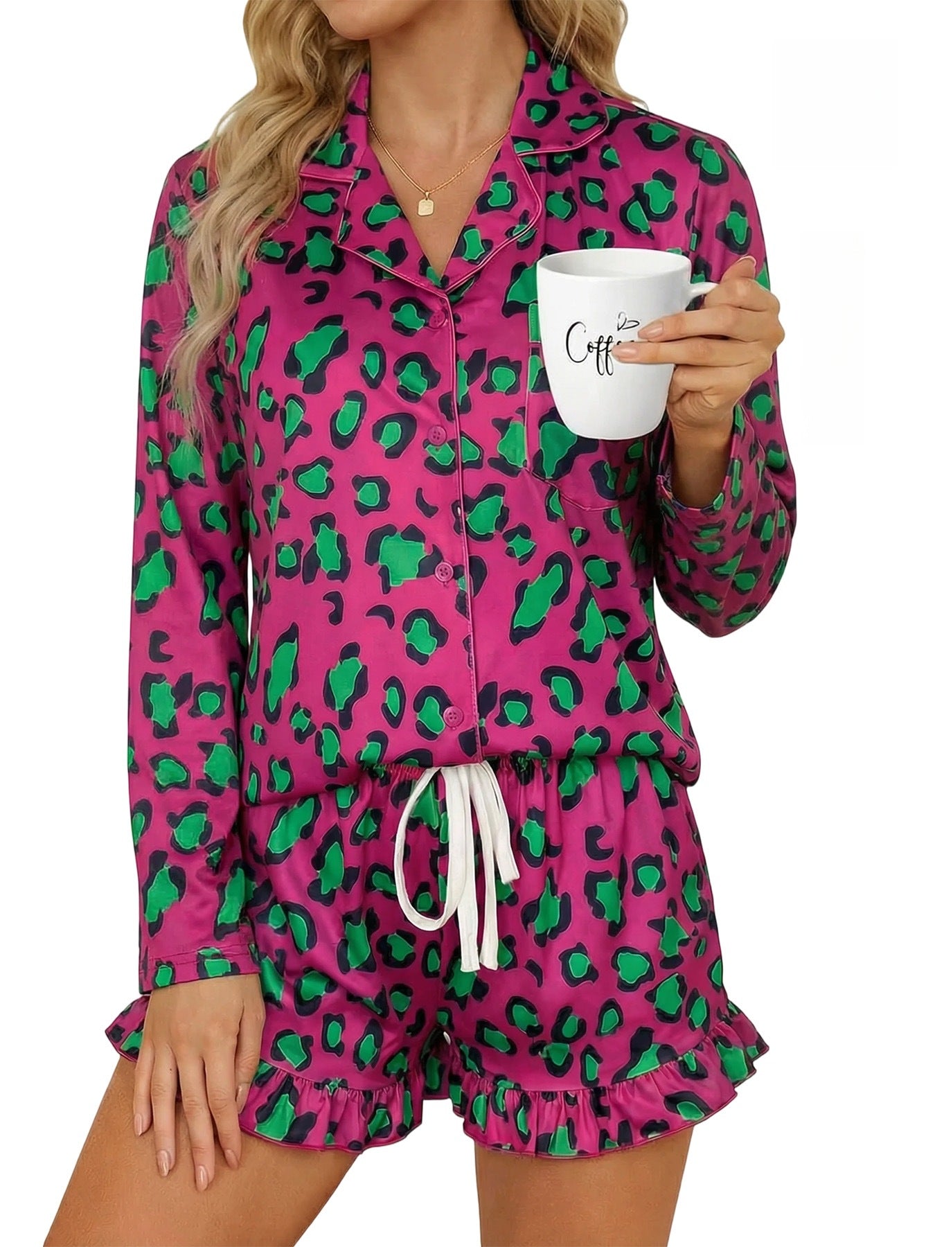 Women's Milk Silk Leopard Print Pajama Set