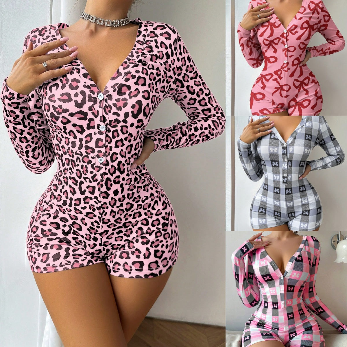Sexy Casual V-neck Slim-fit Bodysuit