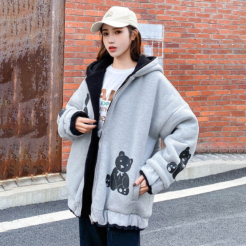 Chaqueta acolchada gruesa y holgada para estudiante con forro polar, linda  