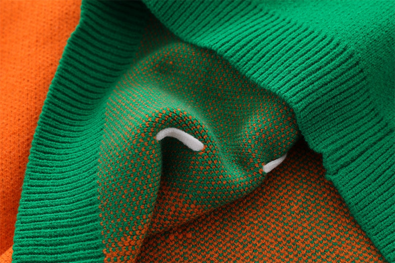 Men's And Women's Retro Colorblock Crew Neck Sweater
