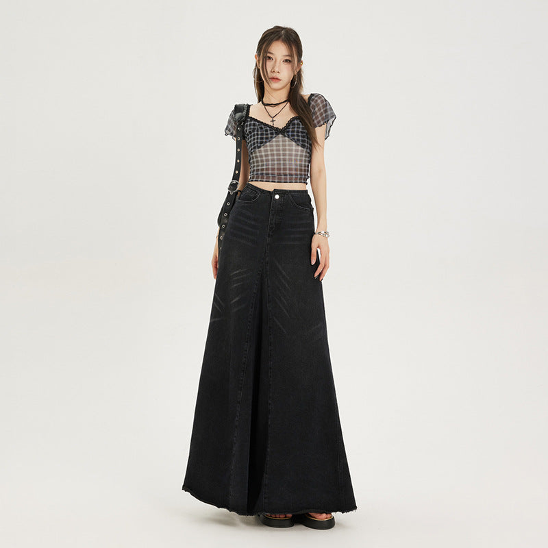 Women's American-style Black High Waist Skirt