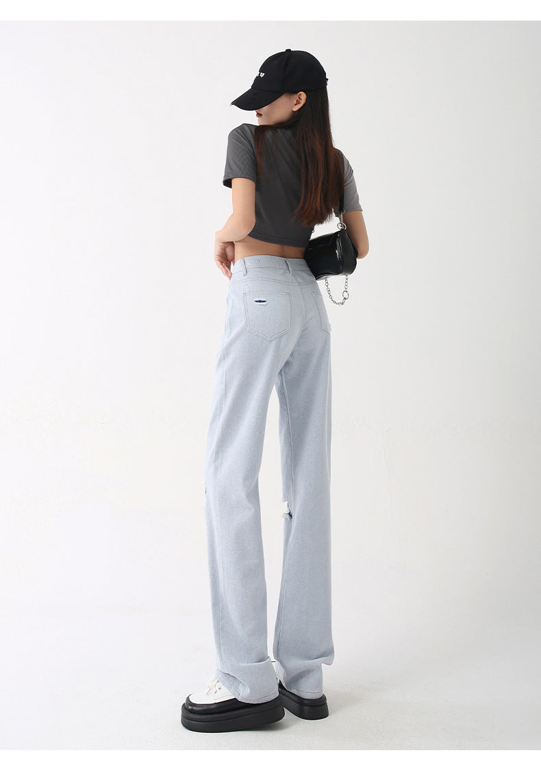 Women's High Waist Loose Ripped Jeans