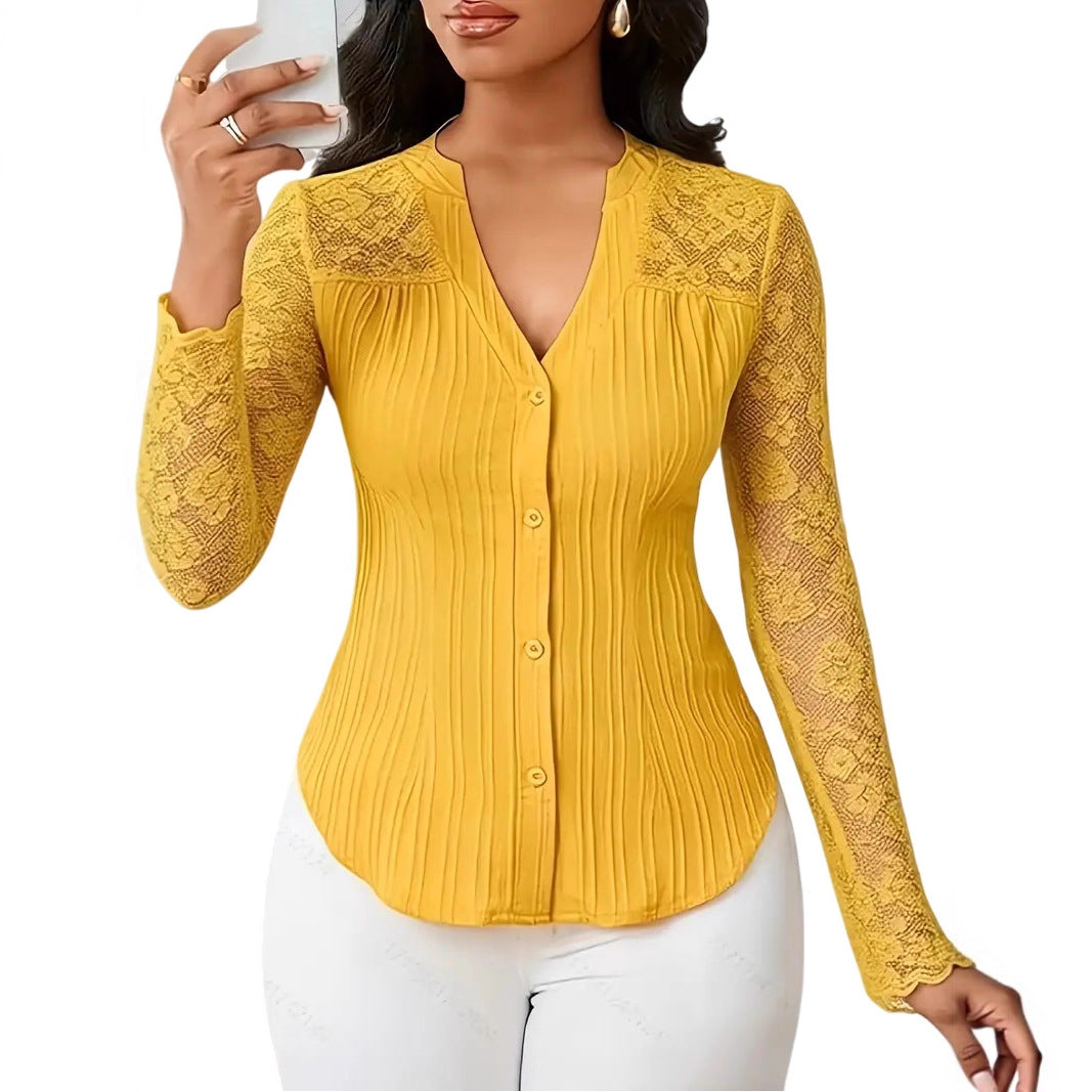 Gennembrudt langærmet V-hals cardigan