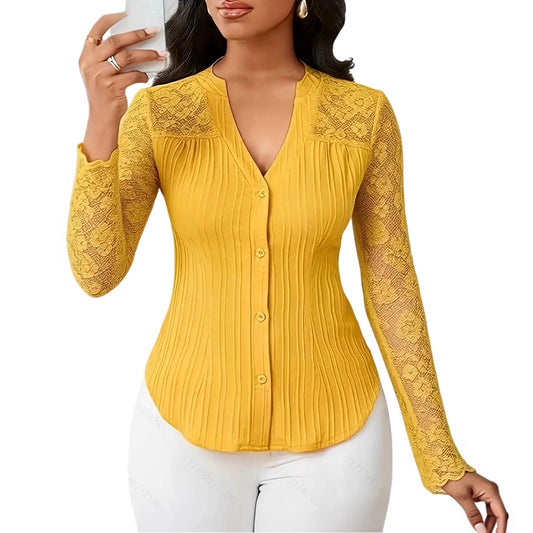 Hollow-out Long-sleeve V-neck Cardigan