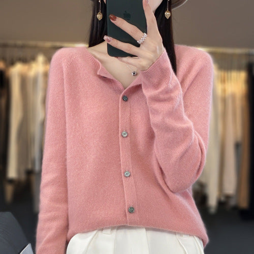 Cardigan Plus Size Coat Loose Round Neck Sweater