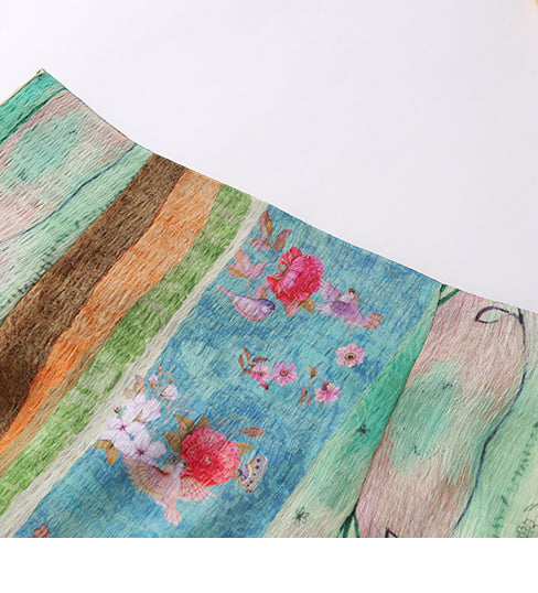 Retro Style Printed Bohemian Skirt
