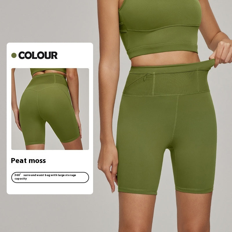 Ensfarvede yogashorts med fuld taljeopbevaring