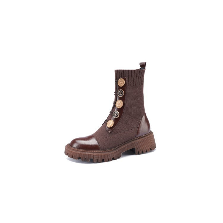 Thin Leg Thick-soled Martin Boots Women Boots Brown