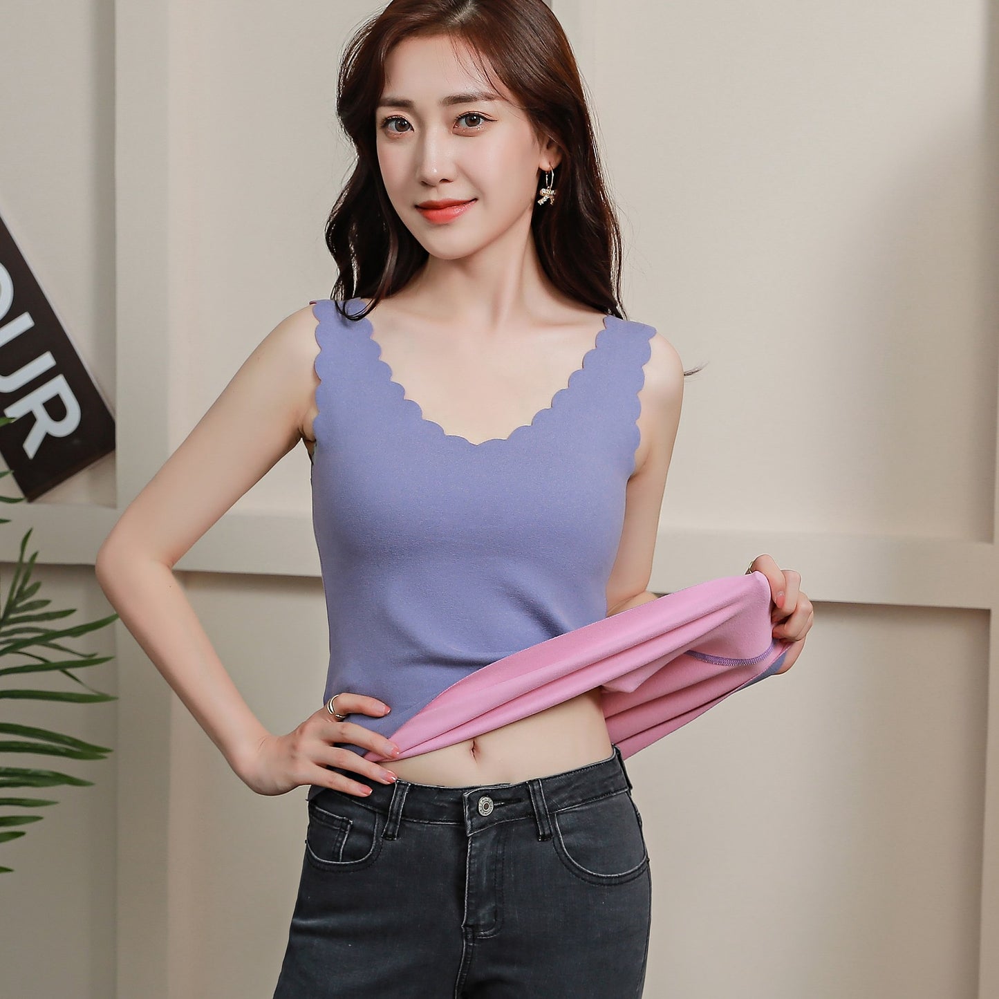 Double Sided Warm Vest Women's Large Seamless Plush Heating Underwear