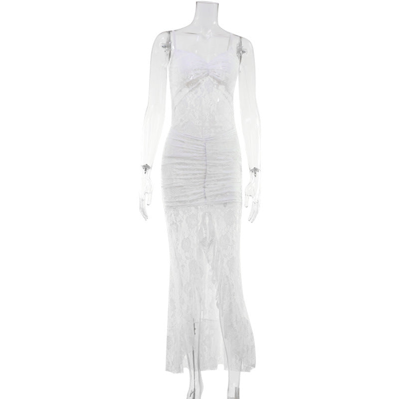 Slip Dress With A Slit And A Trailing Skirt Formal Gown