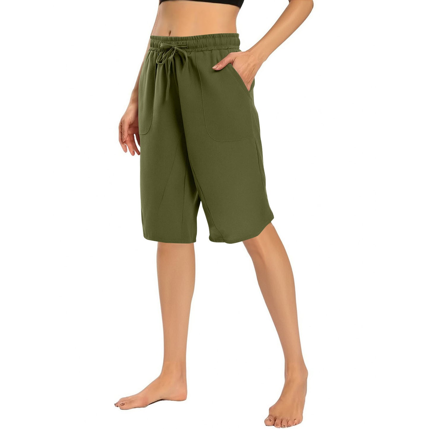 Cotton Linen Capri Pants Loose Wide Leg Women's Hip Hop Sports Bermuda Shorts