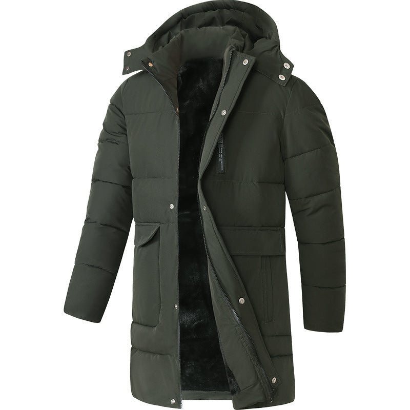 Fashionable Warm Long Velvet Padded Thickened Coat