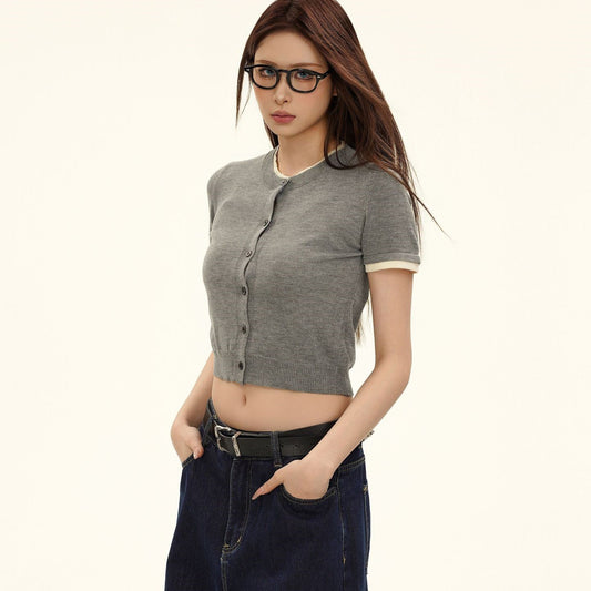 American Retro Cute Simple Hot Girl Short Sleeve