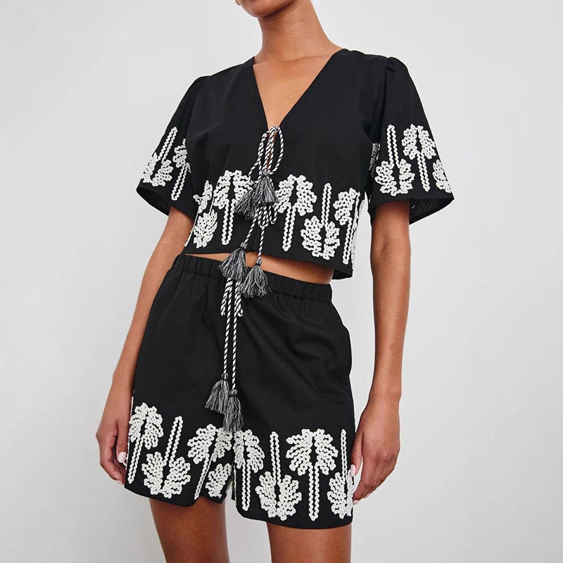 Womens New Elegant & Sophisticated High-Waisted Printed Casual Fashion Set