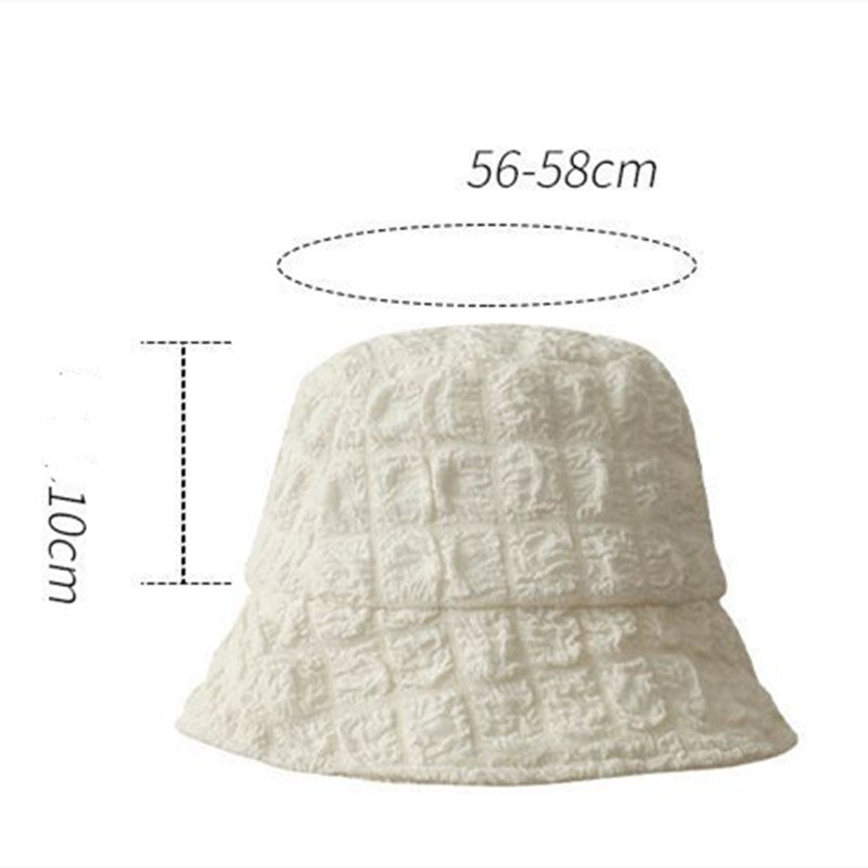 Women's Fashion Simple Solid Color Bubble Fabric Bucket Hat