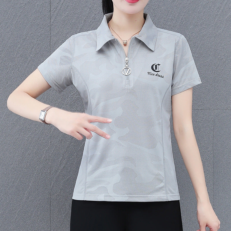 Ice Silk Quick-drying Lapel Short Sleeve Lightweight Breathable Outdoor Running Sportswear