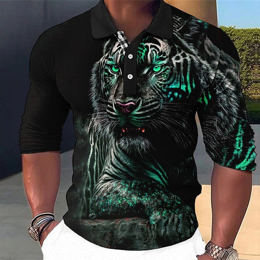 Long Sleeve Button-down Polo Shirt Casual Fashion