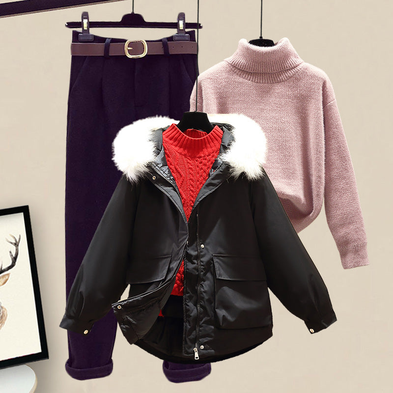 Women's Padded Jacket Sweater Set Made Of Cotton