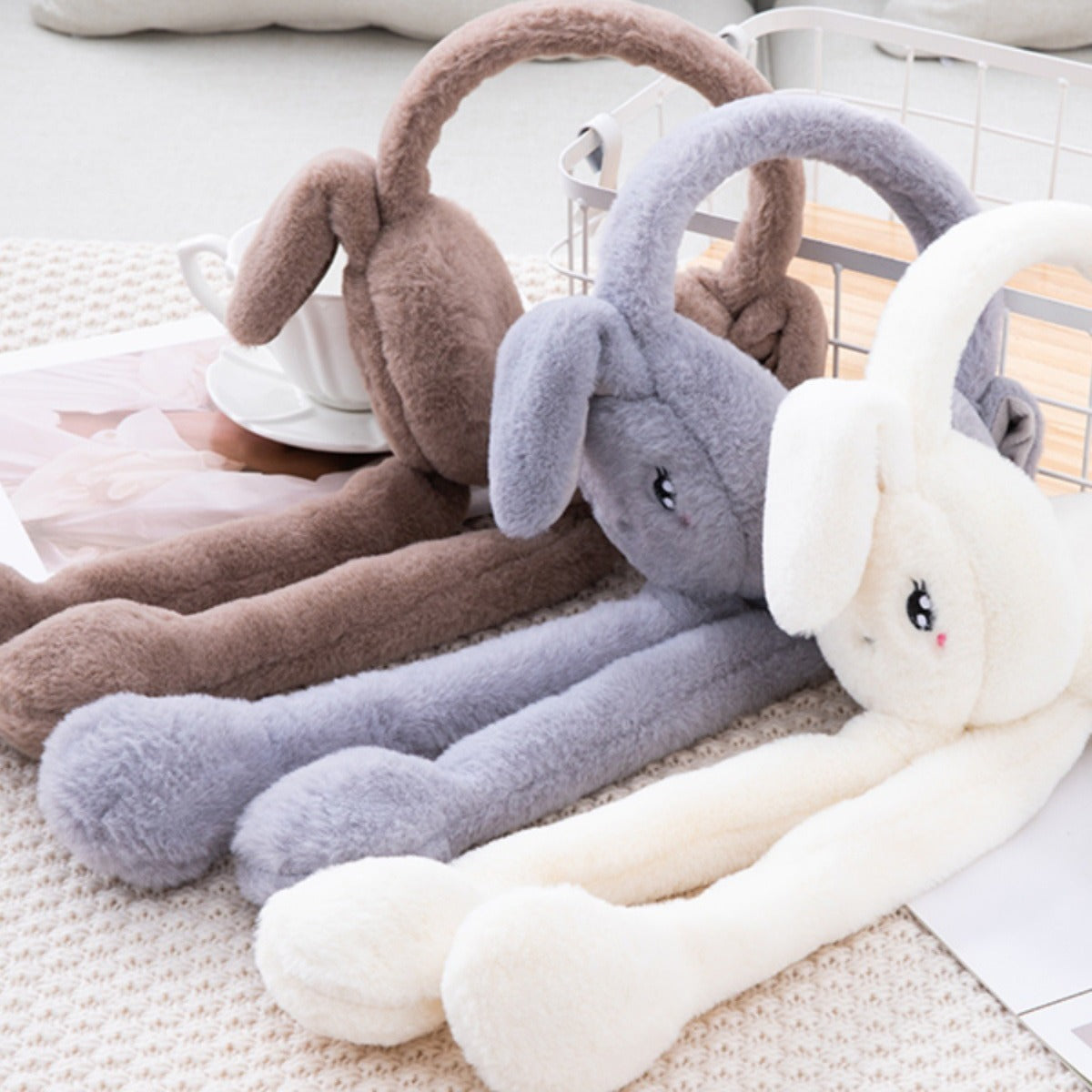 Cute Movable Rabbit-ear Warm Earflap Hat For Kids
