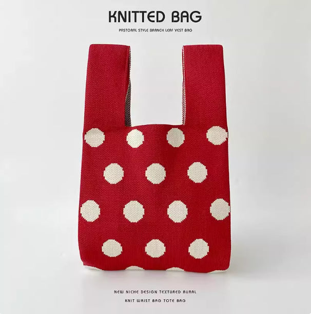 Spring Tulip Knitted Bags Contrast Color And Versatile Hand Carrying