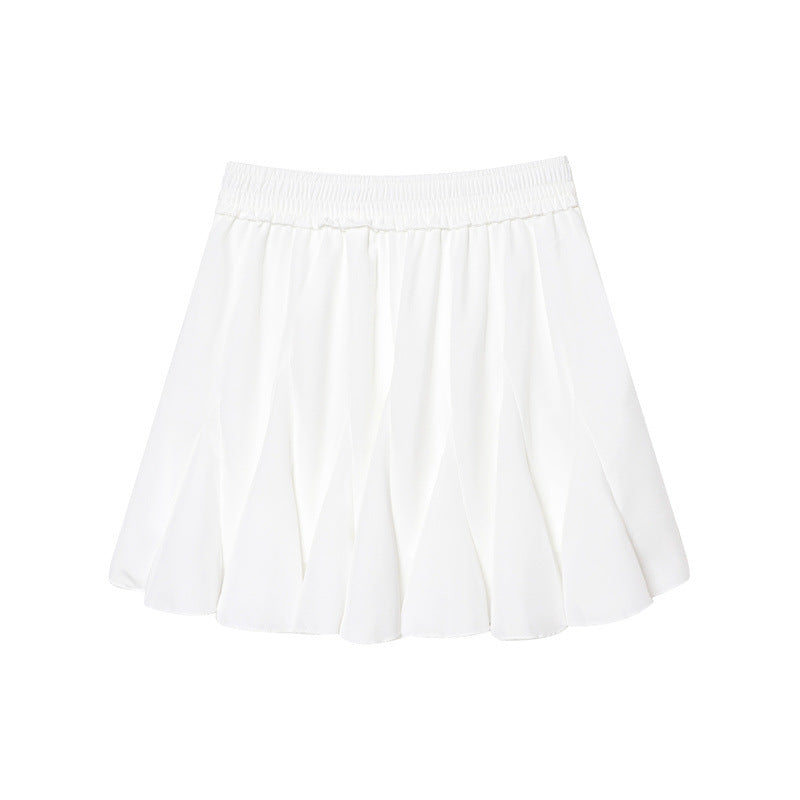 Patchwork Irregular Pleated Skirt
