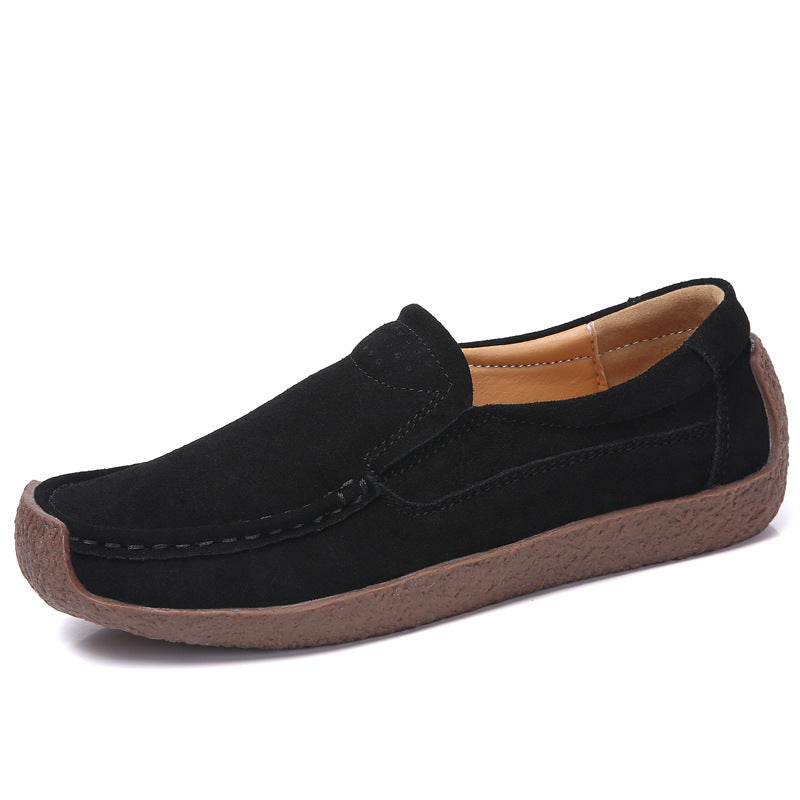 Mode loafers med rund tå afslappede alsidige ensfarvede flade sko slip-on hyggelige sko