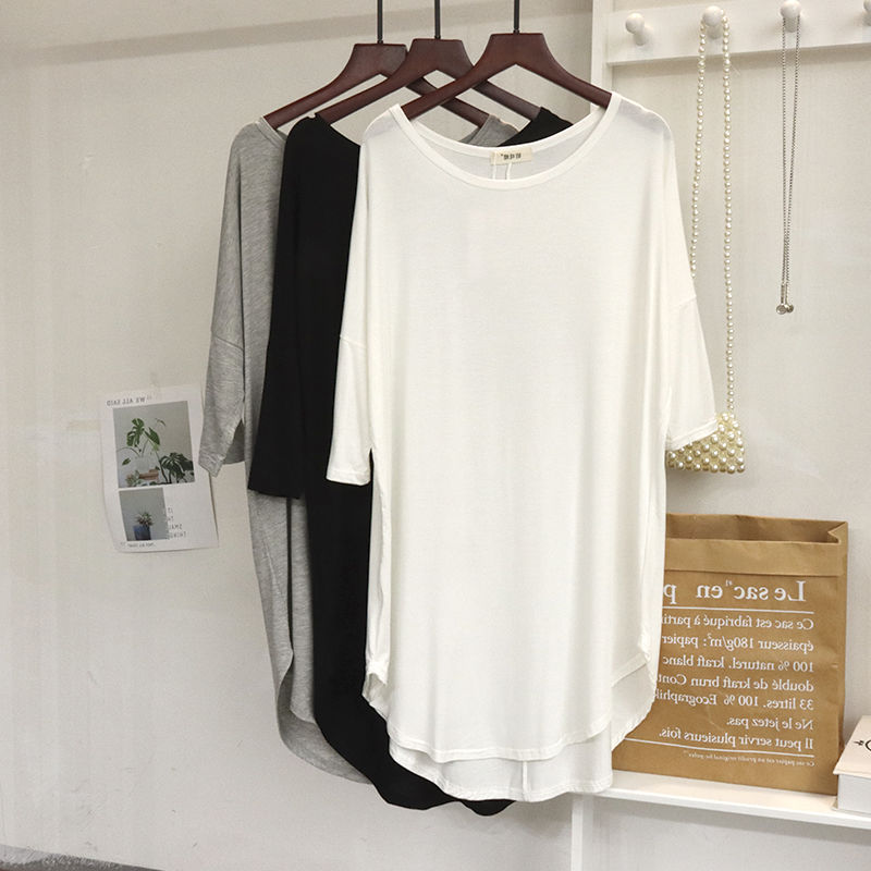 Women's Thin Irregular Layering Shirt Loose Mid-length Top
