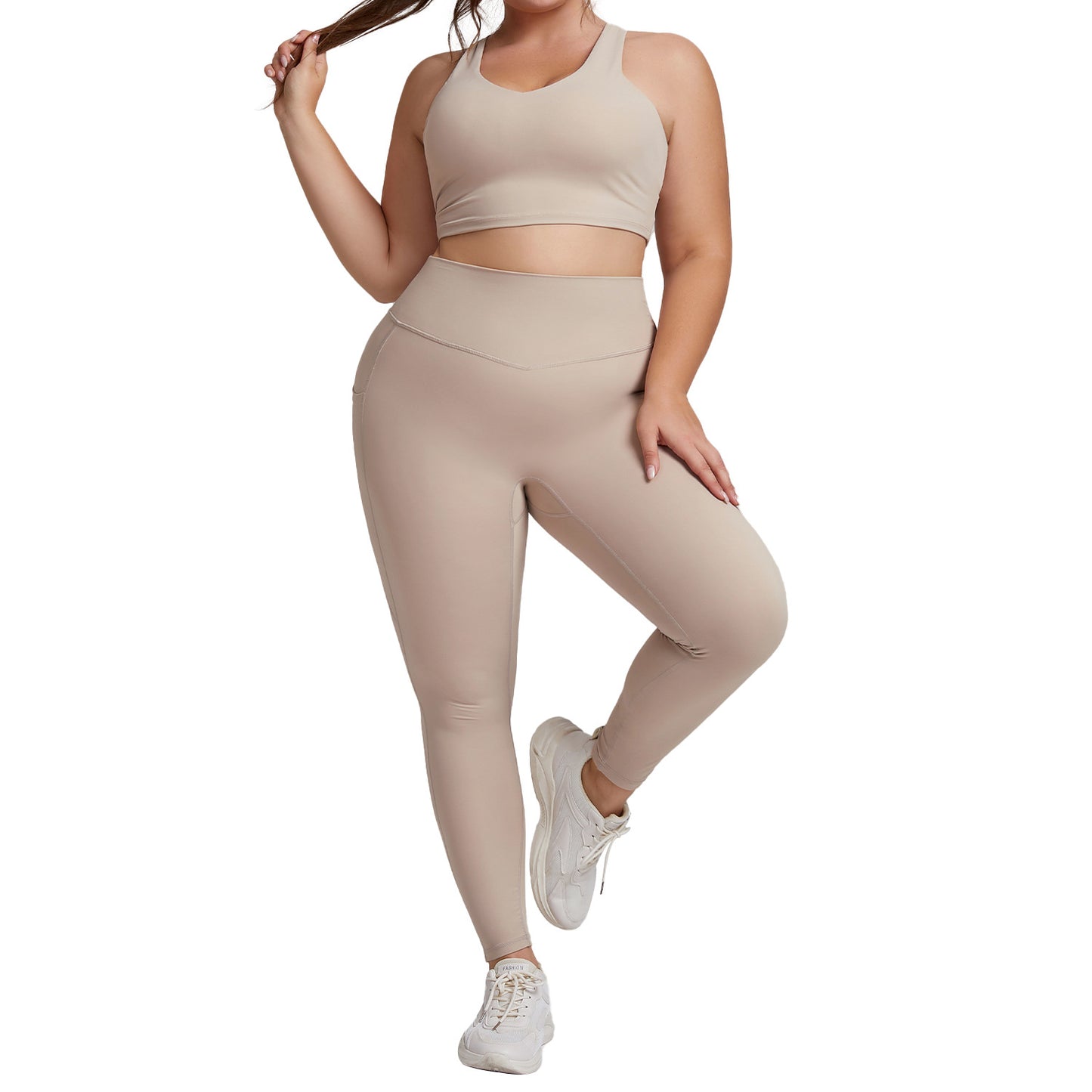 New Plus-Size Womens High-Waisted Yoga Leggings With Pockets