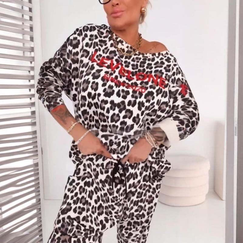 Casual Printed Leopard Print Fashion Casual Base Women's Commuting Wear Suit