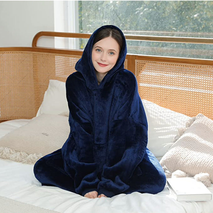 750g Home Fleece Hooded Nightgown Sweater
